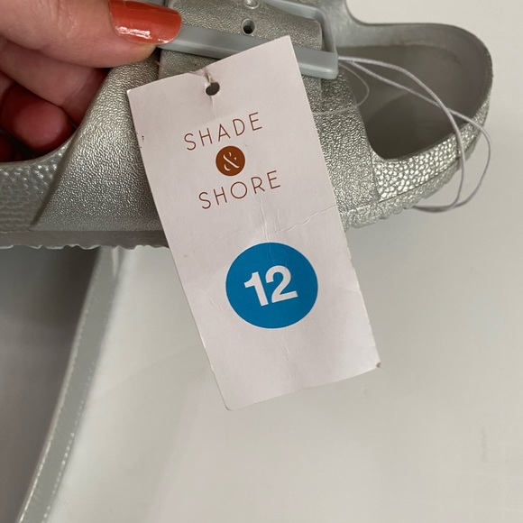 Shade & Shore Women Megan EVA Single Band Slide Sandals Shade & Shore Silver 12 - Picture 9 of 9
